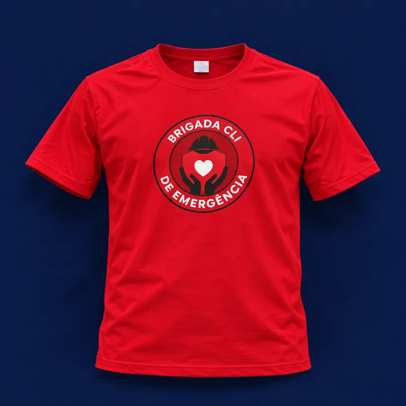 Camiseta vermelha Brigada de Emergência