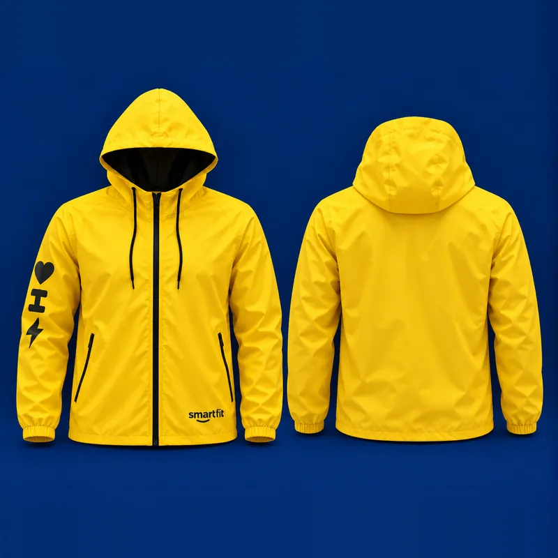Corta-vento amarelo Smart Fit, frente e costas