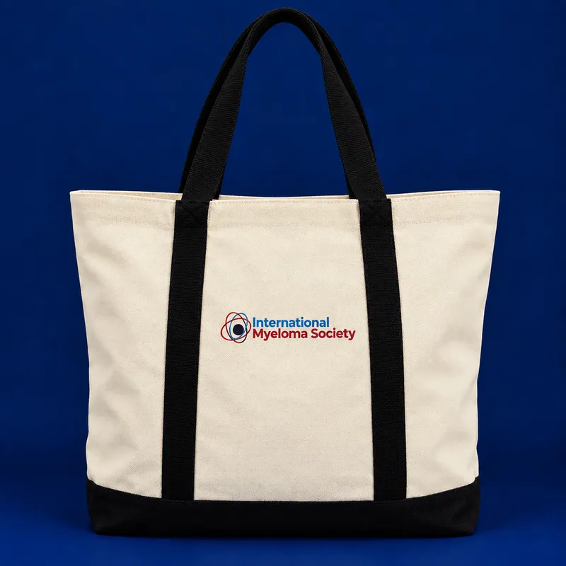 Ecobag de algodão cru com alças e base pretas