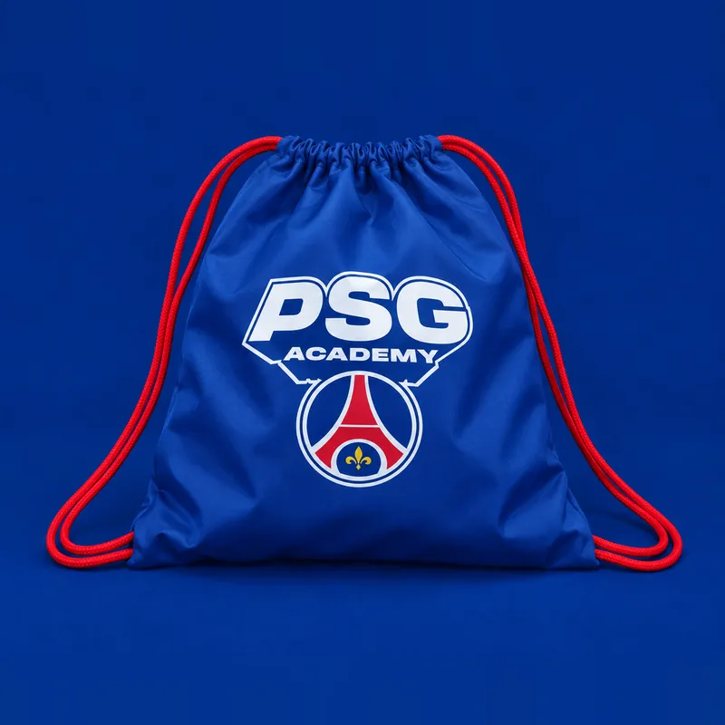 Mochila-saco de nylon azul PSG Academy com cordão vermelho
